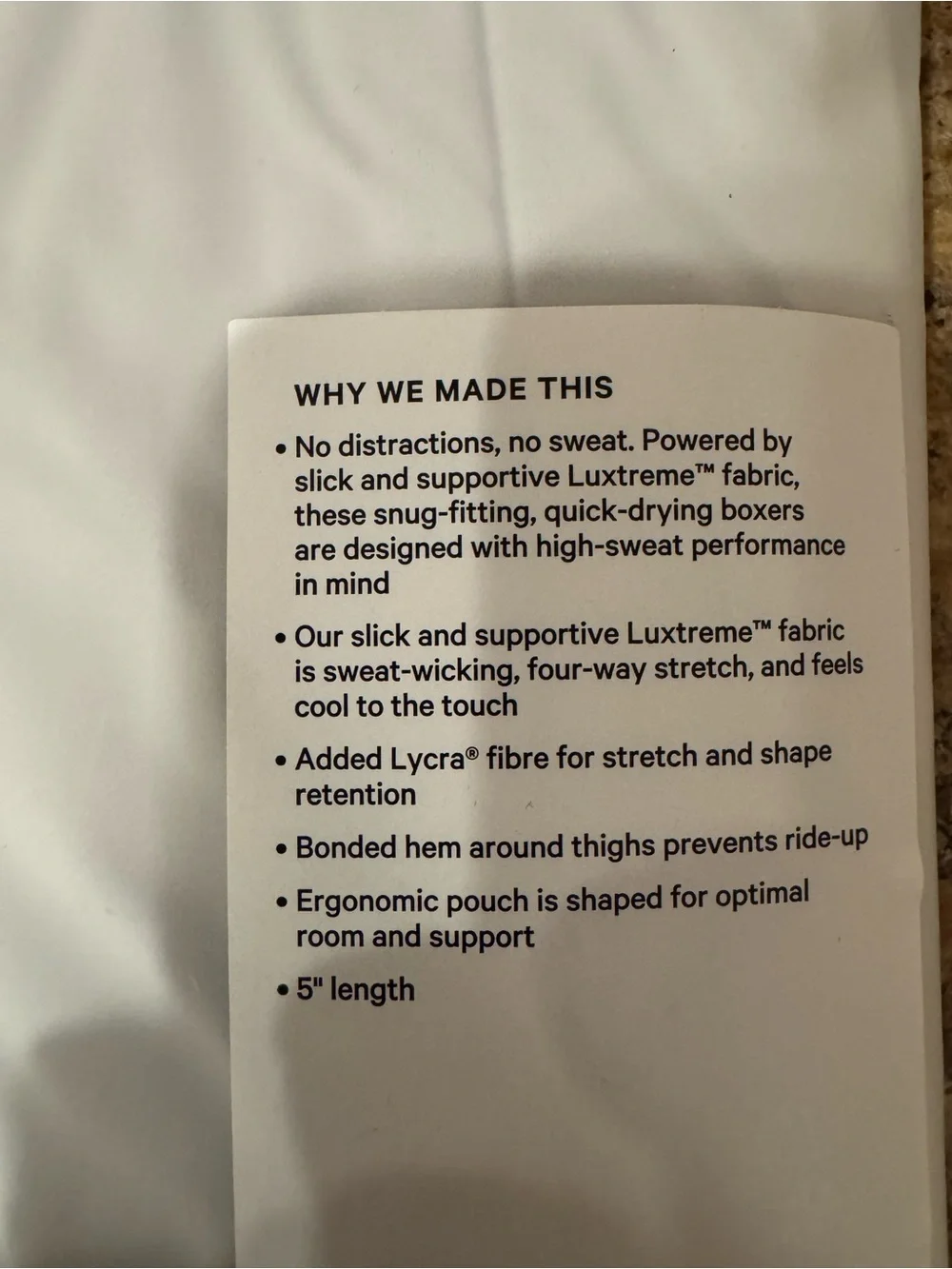 lululemon athletica Built to Move Luxtreme Boxer - light gray/cream (XL) NEW